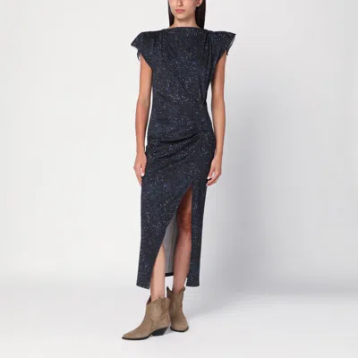 Isabel Marant Mid-length Dress With Midnight Blue Print In Black