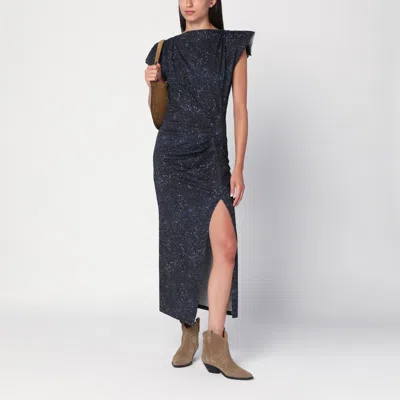Isabel Marant Mid-length Dress With Midnight Blue Print In Black