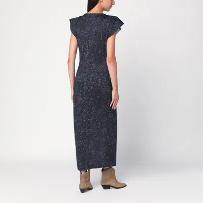 Isabel Marant Mid-length Dress With Midnight Blue Print In Black