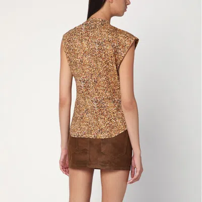 Isabel Marant Asymmetrical Nayda T-shirt With Ochre Print Women In Gold