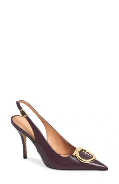 Ferragamo Women Sara 95 Leather Slingback Pumps In Animal Print