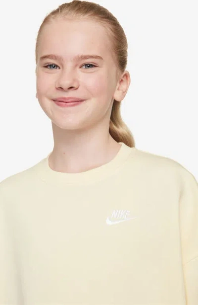 Nike Club Big Kid Girls Crew Neck Fleece Long Sleeve Sweatshirt In Yellow