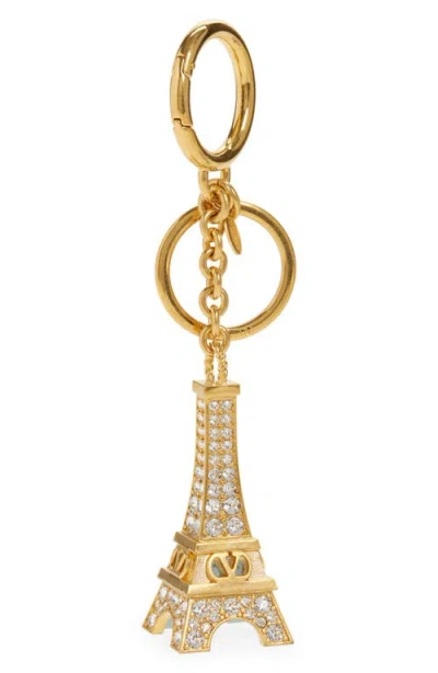 Valentino Garavani Vlogo Siganture Eiffel Tower Charm Keyring In Gold