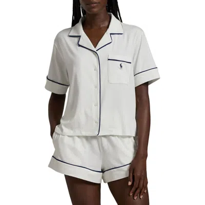 Polo Ralph Lauren Short Sleeve And Shorts Piped Pajama Set In White