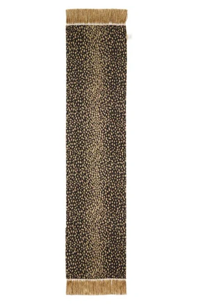 Valentino Garavani Metallic Leopard Virgin Wool & Cashmere Fringe Scarf In Brown