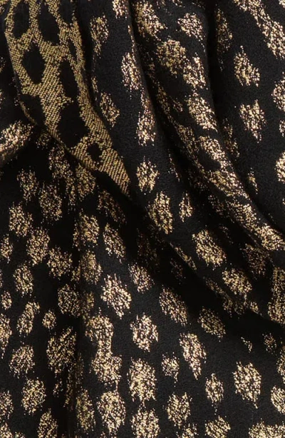 Valentino Garavani Metallic Leopard Virgin Wool & Cashmere Fringe Scarf In Brown