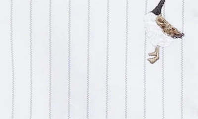 Thom Browne Geese Embroidered Stripe Button-down Shirt In Gray