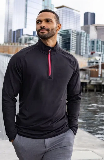 Cutter & Buck Mens Mock Neck Long Sleeve Quarter-zip Pullover In Brown