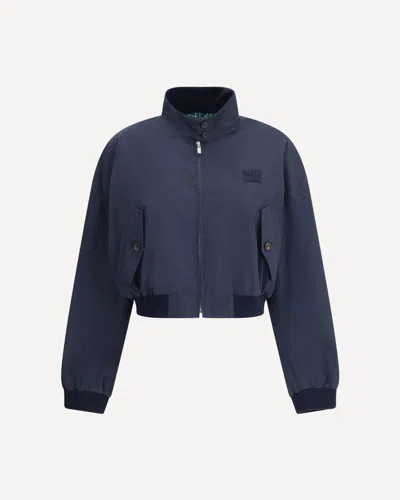 Miu Miu Buttoned Pockets Bomber Jacket In Blue