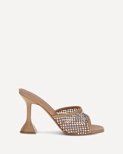 Amina Muaddi Women's Lupita Crystal Net 95 Sandals In Brown