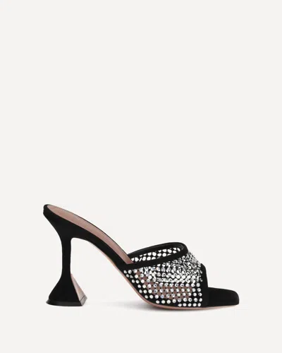 Amina Muaddi Lupita Crystal Mesh High-heeled Sandals In Black