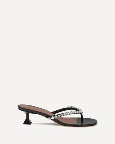 Amina Muaddi Sabot Infradito Gigi In Pelle Nera  Donna In Black