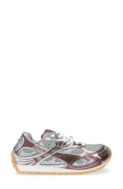 Bottega Veneta Orbit Metallic Net Runner Sneakers In Burgundy