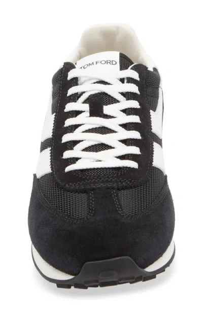 Tom Ford Suede Sneakers With Contrast Panels And Flat Sole In Black