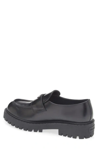 Prada Monolith Leather Loafers In Black