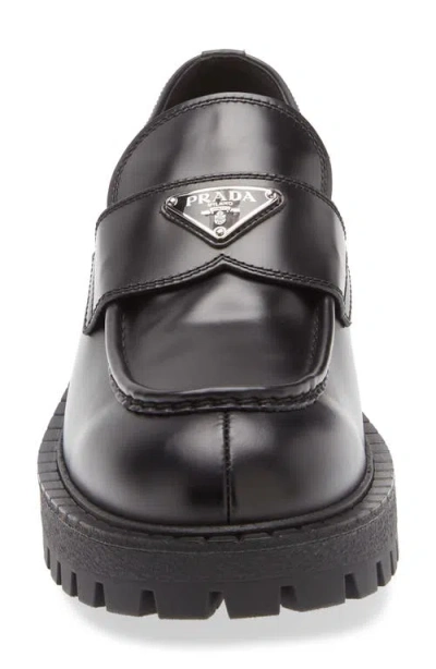 Prada Monolith Leather Loafers In Black