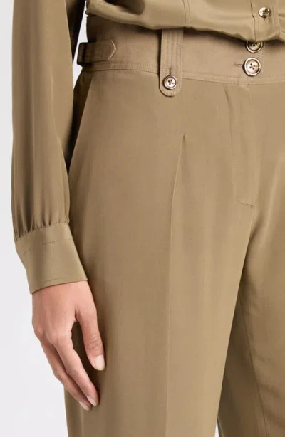 Tom Ford Pleated Wide Leg Silk Crêpe De Chine Pants In Green