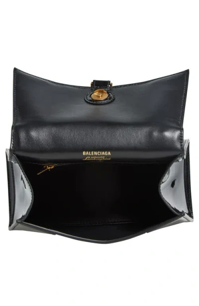 Balenciaga X Automobili Lamborghini Small Hourglass Patent Leather Top Handle Bag In Black