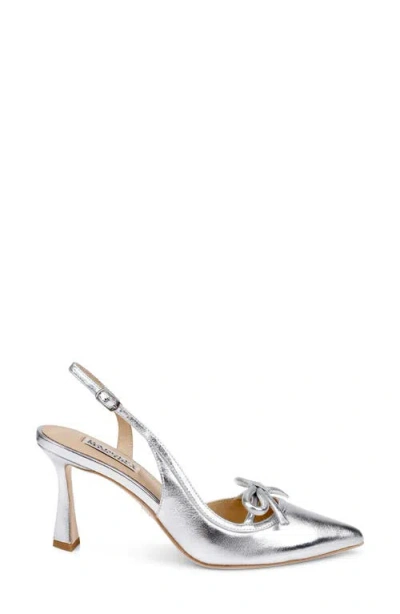 Badgley Mischka Bridal Georgie Slingback Half D'orsay Pointed Toe Pump In Silver