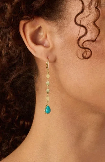 Athra Luxe Flat Disc Turquoise Drop Earrings In Multi