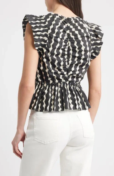 Rails Cali Flutter-sleeve Peplum Blouse In Black