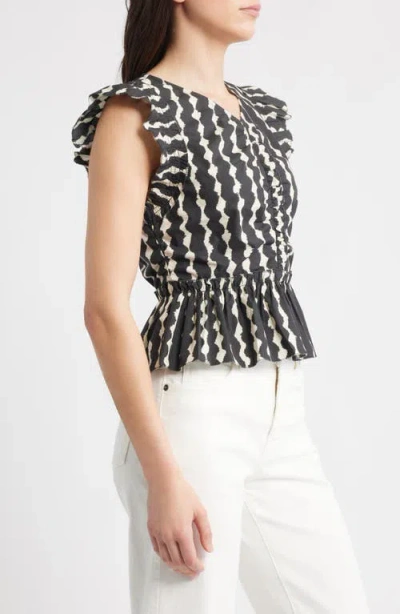 Rails Cali Flutter-sleeve Peplum Blouse In Black