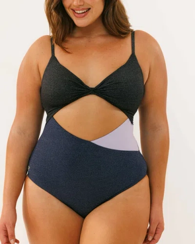 Biliblond Zodiak Lurex Onepiece Swimsuit In Blue