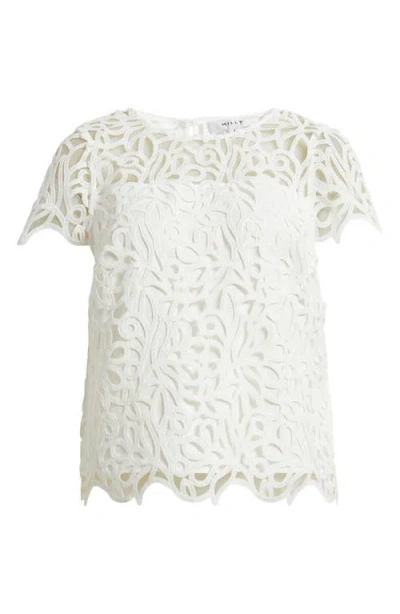 Milly Baby Curled Lace Short Sleeve Top In White