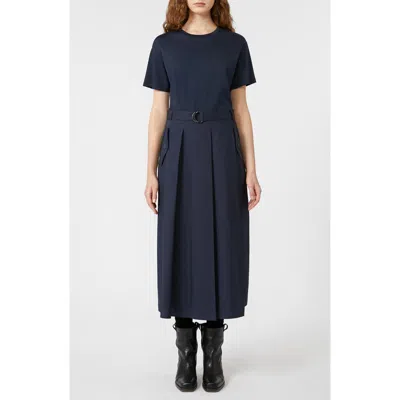 Weekend Max Mara Gommoso Pleated Cotton Midi Dress In Blue