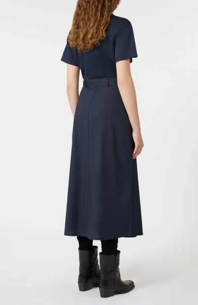 Weekend Max Mara Gommoso Pleated Cotton Midi Dress In Blue