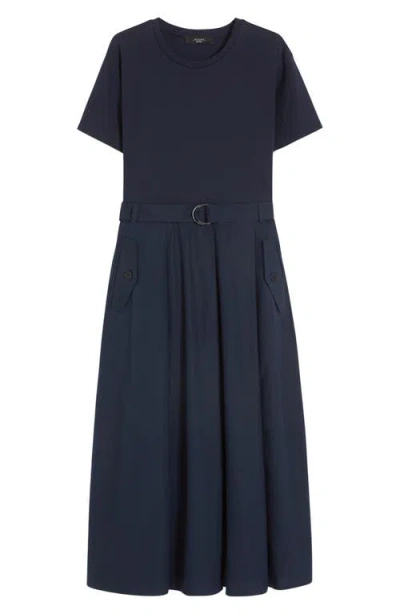 Weekend Max Mara Gommoso Pleated Cotton Midi Dress In Blue