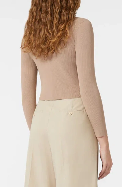 Weekend Max Mara Magiaro Cropped Rib Knit Cardigan In Brown