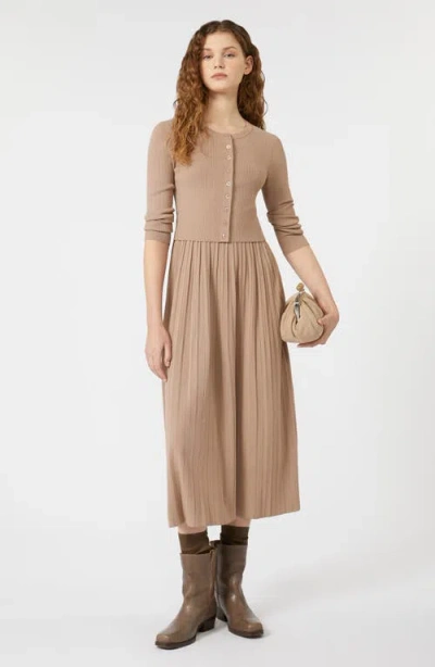 Weekend Max Mara Magiaro Cropped Rib Knit Cardigan In Brown