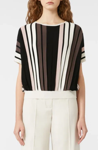 Weekend Max Mara Pegola Pleated Striped Knit Shirt In Gold