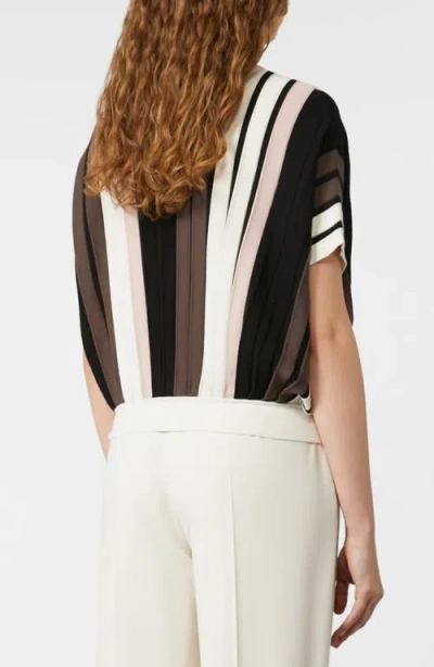 Weekend Max Mara Pegola Pleated Striped Knit Shirt In Gold