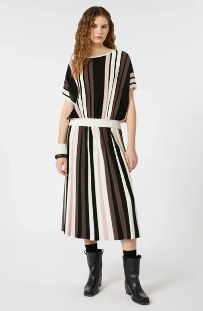 Weekend Max Mara Pegola Pleated Striped Knit Shirt In Gold