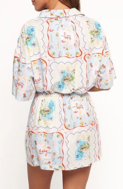Petal And Pup Petal & Pup Abella Short Sleeve Button-up Shirt In Blue