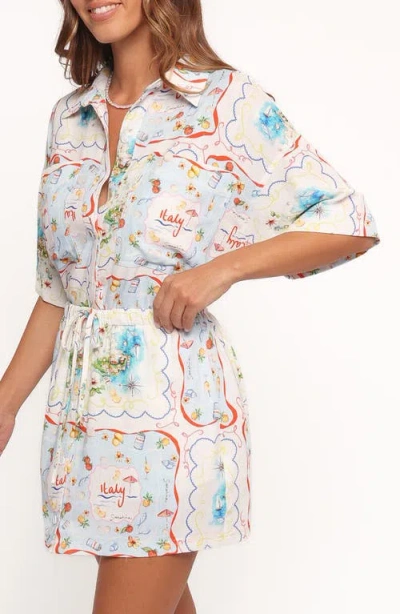 Petal And Pup Petal & Pup Abella Short Sleeve Button-up Shirt In Blue