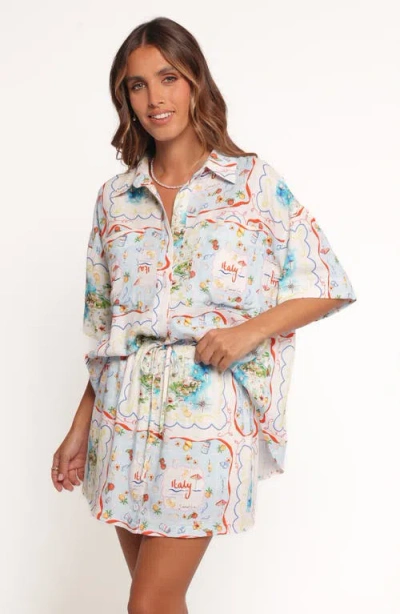 Petal And Pup Petal & Pup Abella Short Sleeve Button-up Shirt In Blue