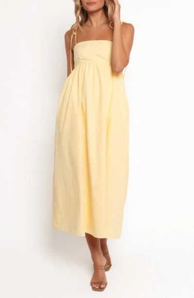 Petal And Pup Petal & Pup Simona Tie Strap Cotton Maxi Sundress In Yellow