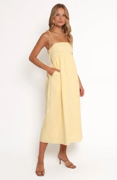 Petal And Pup Petal & Pup Simona Tie Strap Cotton Maxi Sundress In Yellow