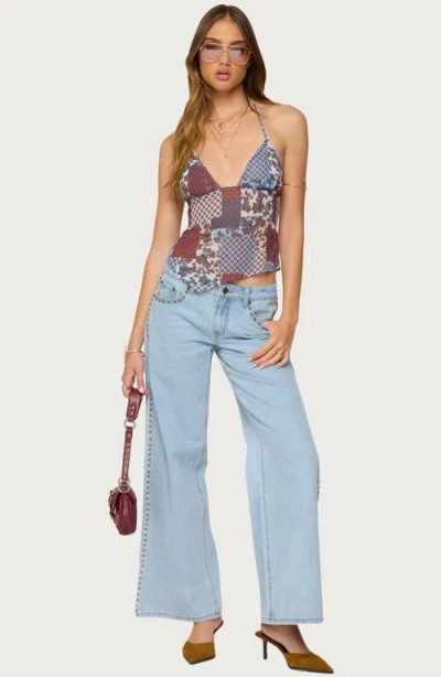 Edikted Mixed Patchwork Backless Halter Tank In Multi