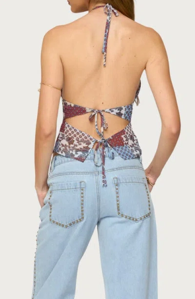 Edikted Mixed Patchwork Backless Halter Tank In Multi