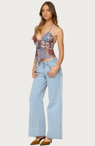 Edikted Mixed Patchwork Backless Halter Tank In Multi