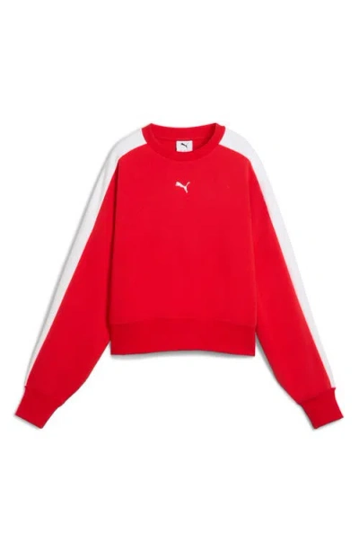 Puma T7 Oversize Crewneck Sweatshirt In Red