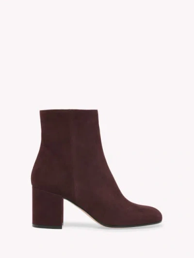 Gianvito Rossi Joelle Suede Block-heel Booties In Red