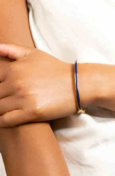 Marlyn Schiff Thin Enamel Bangle In Gold-black In Blue