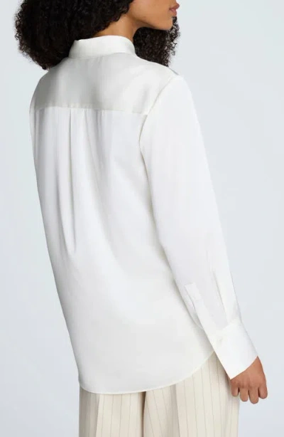 Kenneth Cole Satin Button Front Blouse In White