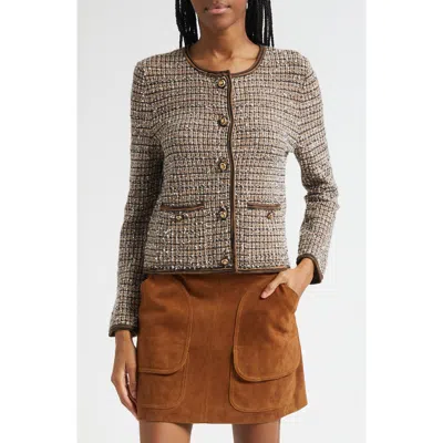 Veronica Beard Brisa Tweed Button-front Jacket In Brown