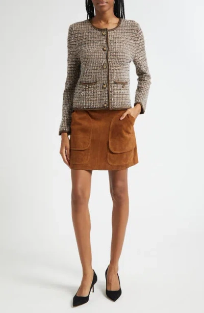 Veronica Beard Brisa Tweed Button-front Jacket In Brown